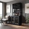 Home Bar Design with Cane Panel Sliding Doors