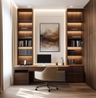 Home Office Design With Storage in Vertical Walnut Finish