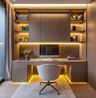 Home Office Design with Ergonomic Desk and LED Lighting