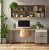 Home Office Design with Ergonomic Desk and Shelving