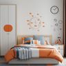 Whimsical Kids Bedroom Design With Orange Wall Decor