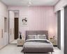 Pastel Pink Kids Bedroom Design With Panelled Wall and Seamless Wardrobes