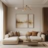 Living Room Design with Off-White Sectional Sofa