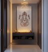 Wall-Mounted Pooja Unit Design with Ganesha Artwork