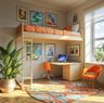 Space-Saving Kids’ Room with Loft Bed and Built-In Desk