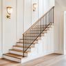 Straight Staircase Design in Wood and Metal