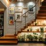 Wooden Staircase Design with Space-Saving L-Shape
