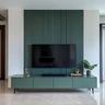 Venoso TV Unit Design with Slatted Backdrop and Lighting