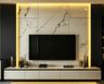 Floating TV Unit Design With Marble Wall and LED Lighting