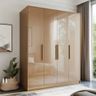 4-Door Wardrobe Design with High Gloss Finish and Ergonomic Handles