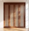 4-Door Wardrobe Design in Walnut Bronze with Cane Panels