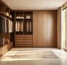 3-Door Walk-In Wardrobe Design with Open and Closed Storage