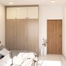 Suede Finish 3-Door Swing Wardrobe Design with Loft Unit