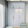 Pastel Blue Glossy Finish Swing Wardrobe Design