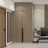 2-Door High-Gloss Grey Wardrobe Design with Vertical Storage