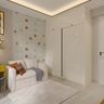 White Sliding Wardrobe Design With High Gloss and Loft Storage