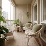 Balcony Design with Warm Beige Walls and Organic Textures