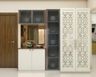 Crockery Unit Design With Tall Storage And Glass Shutters