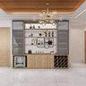 Walnut  Home Bar Design with Shelves and Wine Storage