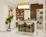 White and Walnut Wall-Integrated Home Bar Design with Open Shelving