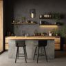 Home Bar Design with Two-Level Open Shelves and LED Underlighting