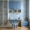 Space-Themed Kids Bedroom Wallpaper Design in Soft Blue