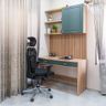 Home Office Design with Floating Desk and Storage