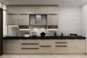 Open Kitchen Design with Cream Gloss Finish and Granite Counter