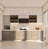 Parallel Kitchen Design with White and Grey Glossy Cabinets