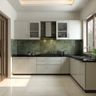 L-Shaped Kitchen Design With Full-Height Cabinets and Granite Countertop