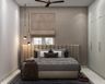 Master Bedroom Design with King Bed, Floating Vanity and Built-In Wardrobe
