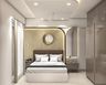 Master Bedroom Design with King Bed and Glossy Floor-to-Ceiling Wardrobe