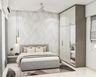 Master Bedroom Design With King Size Panel Headboard Bed and Built-In Wardrobe