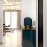 Floor-Mounted Pooja Room Design With Built-In Altar Storage