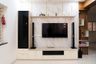 TV Unit Design With Floating Base and Tall Storage