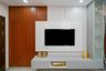 Floating TV Unit Design with Silver and White Finish