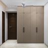 4-Door Swing Wardrobe Design in Cream Suede Finish