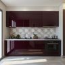 Straight Kitchen Design with Premium Marble Countertops