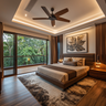 Master Bedroom Design with Brown Leather King Bed