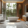 Bathroom Design with Freestanding Tub and Marble Finishes