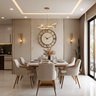 Dining Room Design with Marble Table and Velvet Chairs