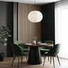 Dining Room Design with Deep Green Chairs