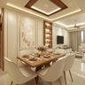 6-Seater Dining Room Design with White Upholstered Chairs