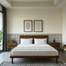 Guest Bedroom Design with Geometric Wall Pattern