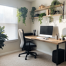 Home Office Design with 5-Foot Study Table and Black Chair