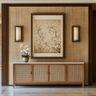 Foyer Design with Suede Laminate Finish Cabinet