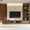 TV Unit Design in White and Walnut