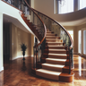 Curved Wooden Staircase Design with Wood Finish