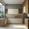 U-Shaped Kitchen Design with Marble Countertop