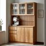 Teak Crockery Unit Design with Glass Cabinets ad Open Shelves